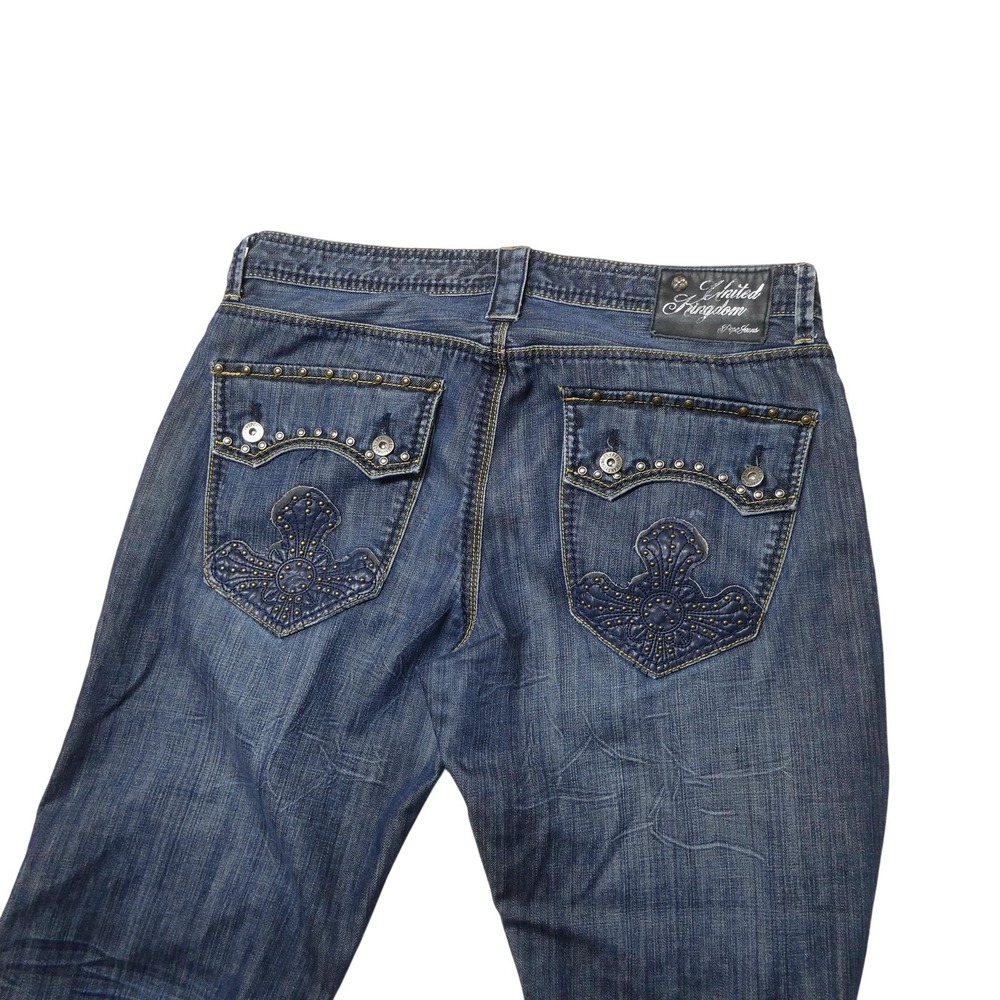 Pepe Jeans United Kingdom Mens 38x32 Blue Studded Straight Denim Pants